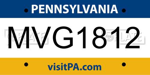 MVG1812 Pennsylvania License Plate