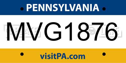 MVG1876 Pennsylvania License Plate