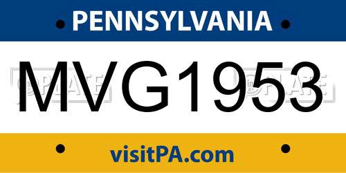 MVG1953 Pennsylvania License Plate