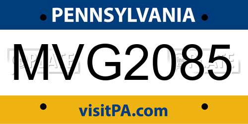 MVG2085 Pennsylvania License Plate