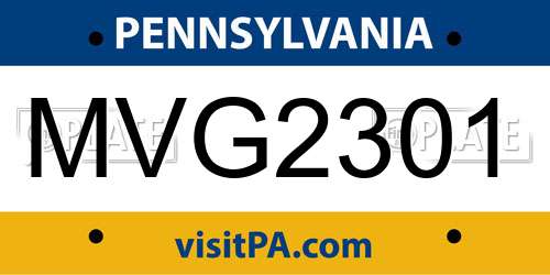 MVG2301 Pennsylvania License Plate