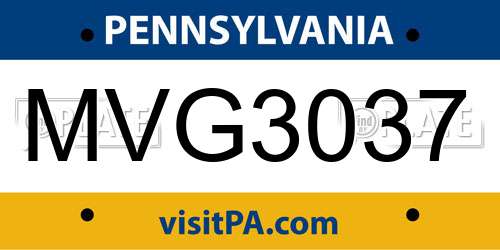 MVG3037 Pennsylvania License Plate