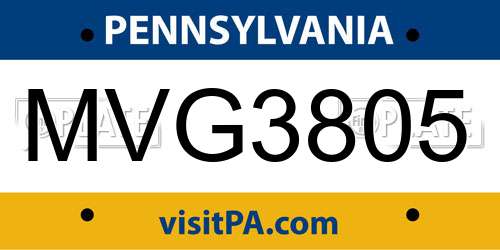 MVG3805 Pennsylvania License Plate