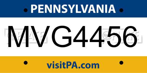 MVG4456 Pennsylvania License Plate