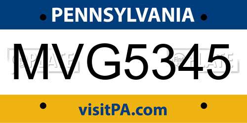 MVG5345 Pennsylvania License Plate