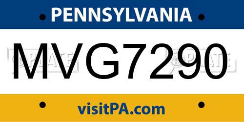 MVG7290 Pennsylvania License Plate