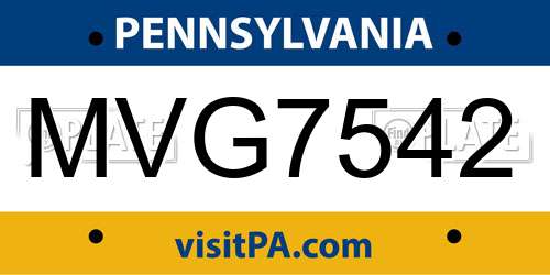 MVG7542 Pennsylvania License Plate