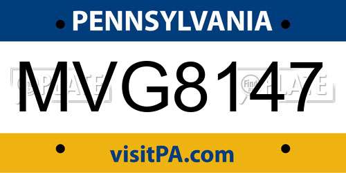 MVG8147 Pennsylvania License Plate