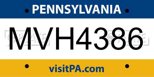 MVH4386 Pennsylvania License Plate