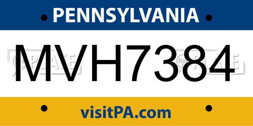 MVH7384 Pennsylvania License Plate