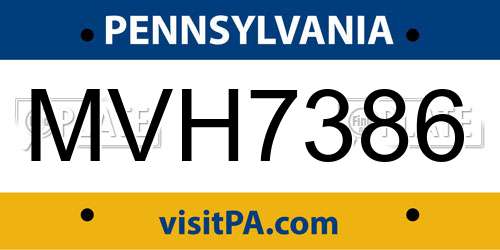 MVH7386 Pennsylvania License Plate