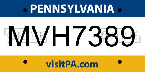 MVH7389 Pennsylvania License Plate