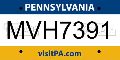 MVH7391 Pennsylvania License Plate