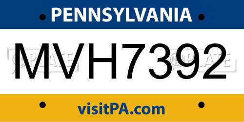 MVH7392 Pennsylvania License Plate