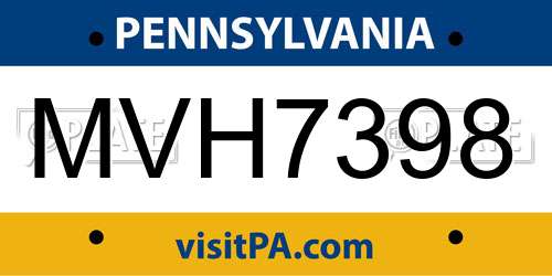 MVH7398 Pennsylvania License Plate
