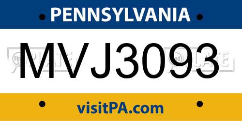 MVJ3093 Pennsylvania License Plate