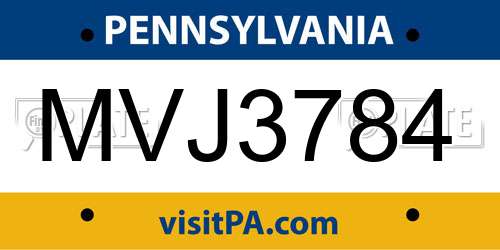 MVJ3784 Pennsylvania License Plate