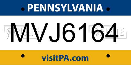 MVJ6164 Pennsylvania License Plate
