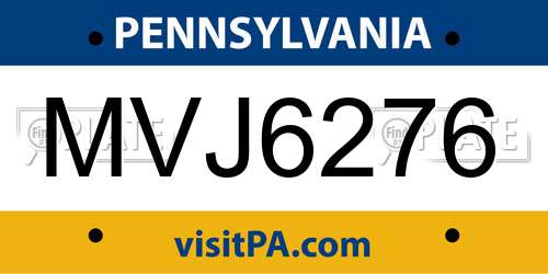 MVJ6276 Pennsylvania License Plate