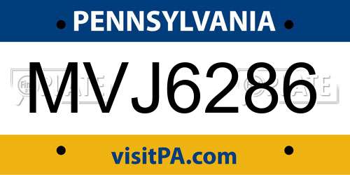 MVJ6286 Pennsylvania License Plate