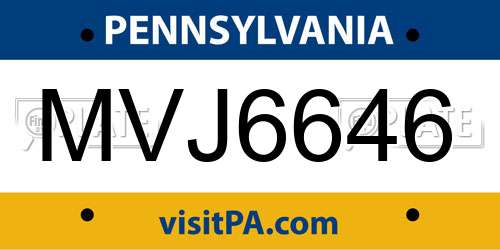 MVJ6646 Pennsylvania License Plate