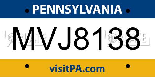 MVJ8138 Pennsylvania License Plate