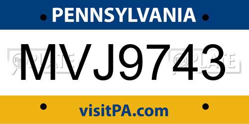 MVJ9743 Pennsylvania License Plate