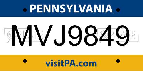 MVJ9849 Pennsylvania License Plate