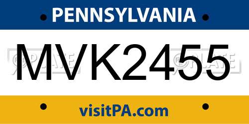 MVK2455 Pennsylvania License Plate