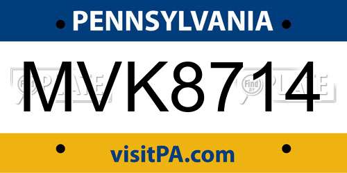 MVK8714 Pennsylvania License Plate