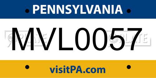 MVL0057 Pennsylvania License Plate
