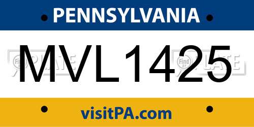 MVL1425 Pennsylvania License Plate