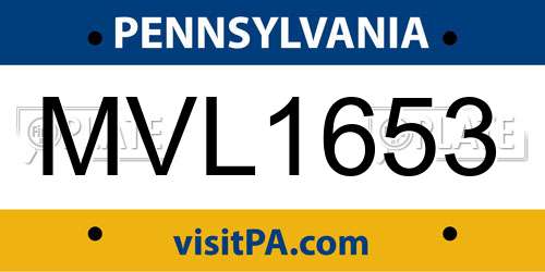 MVL1653 Pennsylvania License Plate