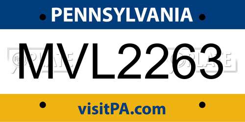 MVL2263 Pennsylvania License Plate