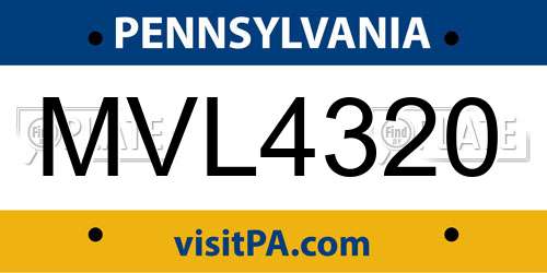 MVL4320 Pennsylvania License Plate