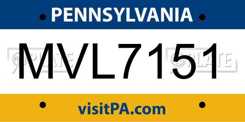 MVL7151 Pennsylvania License Plate