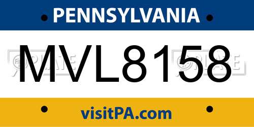 MVL8158 Pennsylvania License Plate