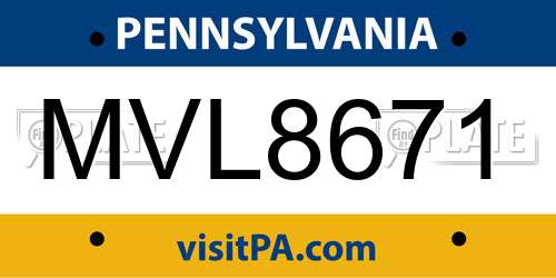 MVL8671 Pennsylvania License Plate