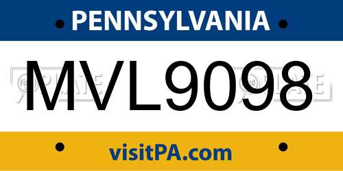 MVL9098 Pennsylvania License Plate