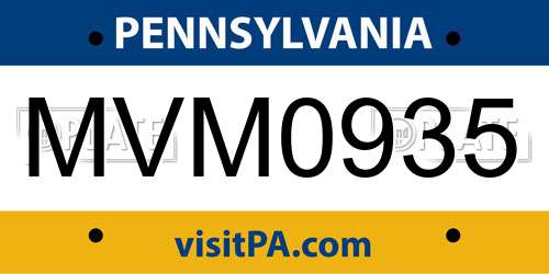 MVM0935 Pennsylvania License Plate