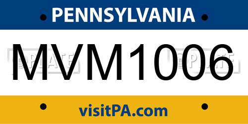 MVM1006 Pennsylvania License Plate