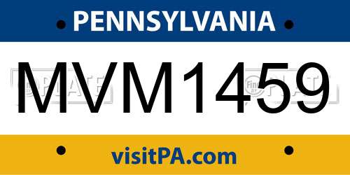 MVM1459 Pennsylvania License Plate