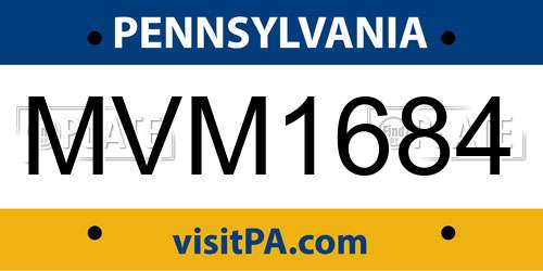 MVM1684 Pennsylvania License Plate