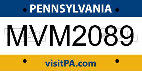 MVM2089 Pennsylvania License Plate