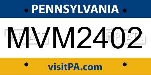 MVM2402 Pennsylvania License Plate