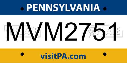 MVM2751 Pennsylvania License Plate
