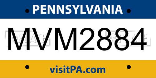 MVM2884 Pennsylvania License Plate