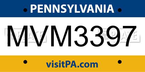 MVM3397 Pennsylvania License Plate