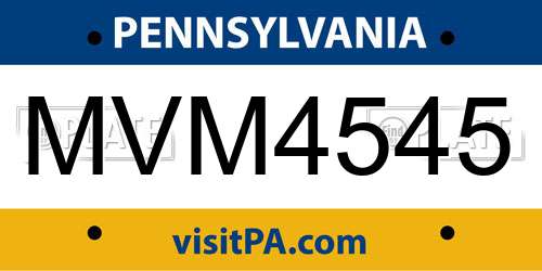 MVM4545 Pennsylvania License Plate