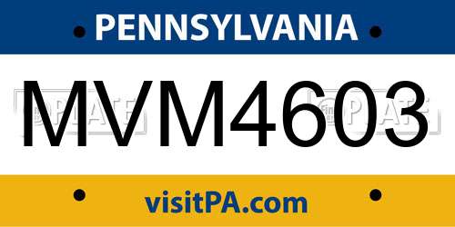 MVM4603 Pennsylvania License Plate